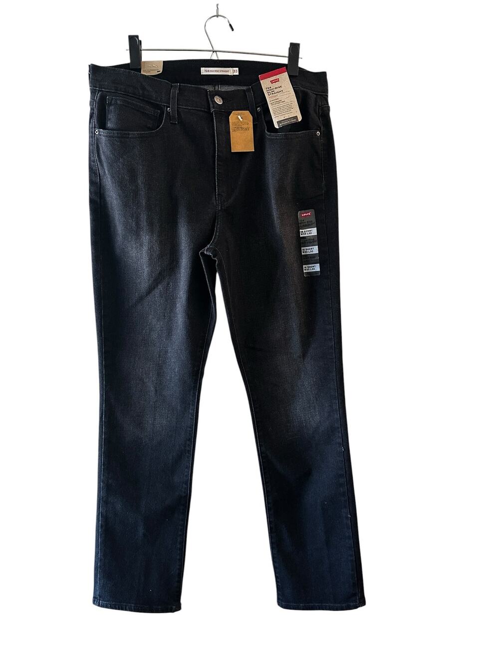 Levi's Black 724 High Rise Slim Straight Denim Jeans Women Sz 16S
